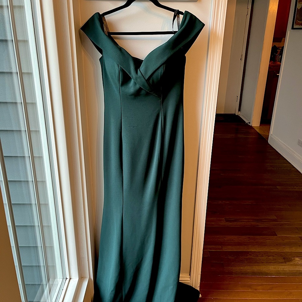 Green Bill Levkoff formal bridesmaid dress